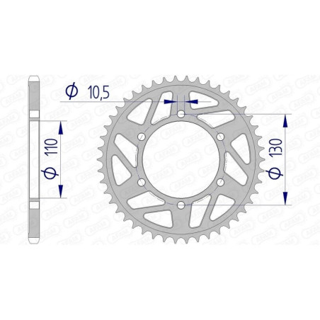 Kit chaîne AFAM 520 XSR4 - 16/45-114 - Couronne alu standard