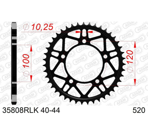 Kit chaîne AFAM 520 XHR4 - 16/41-110 - Couronne acier standard