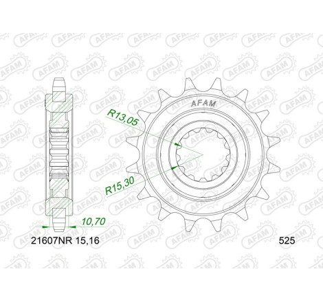 Kit chaîne AFAM 525 XHR4 - 16/43-114 - Couronne acier standard