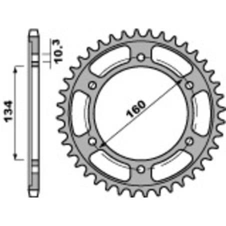 Kit chaîne EK/PBR 525MVXZ2 16/40-122 - Couronne acier renforcé
