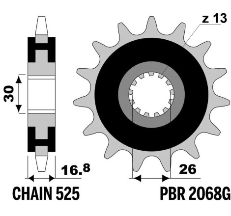 Kit chaîne EK/PBR 525MVXZ2 16/40-122 - Couronne acier renforcé