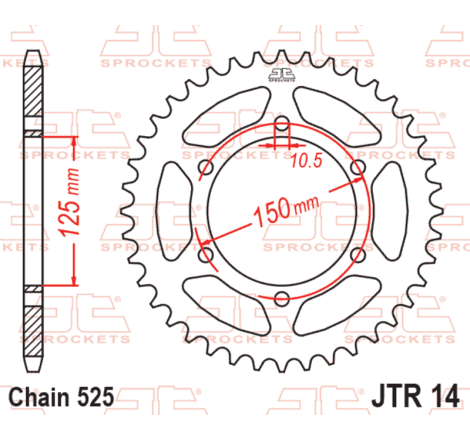 Couronne JT SPROCKETS acier standard - 525