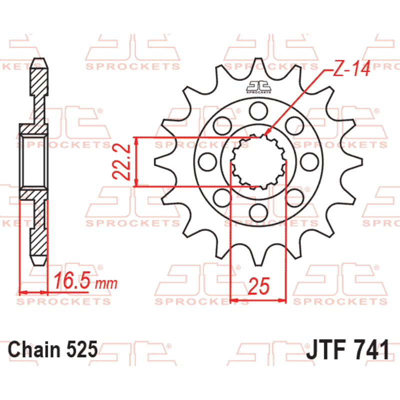Pignon JT SPROCKETS acier anti-bruit - 525