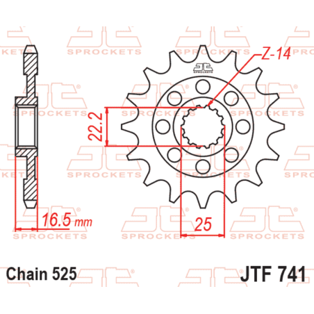 Pignon JT SPROCKETS acier anti-bruit - 525