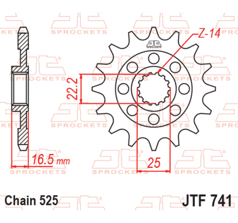 Pignon JT SPROCKETS acier anti-bruit - 525