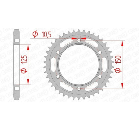 Kit chaîne AFAM 525 XHR4 - 17/42-118 - Couronne acier standard