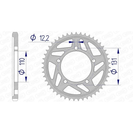 Kit chaîne AFAM 525 XHR4 - 17/44-118 - Couronne alu standard