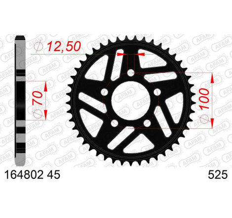 Kit chaîne AFAM 525 XHR4 - 17/45-118 - Couronne acier standard