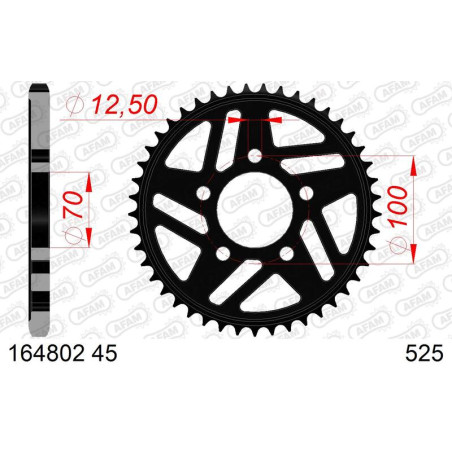 Kit chaîne AFAM 525 XHR4 - 17/45-118 - Couronne acier standard
