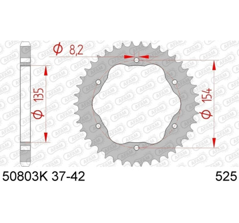 Kit chaîne AFAM 525 XHR4 - 15/42-118 - Couronne acier standard - Necessite un porte couronne AFAM