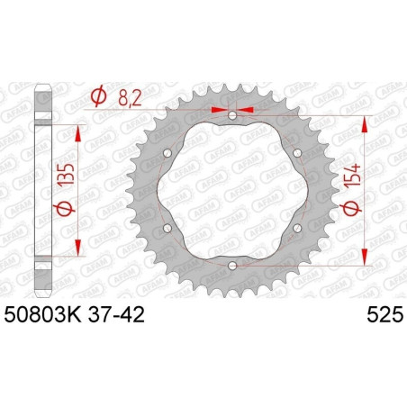 Kit chaîne AFAM 525 XHR4 - 15/42-118 - Couronne acier standard - Necessite un porte couronne AFAM