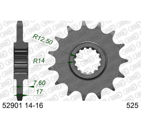Kit chaîne AFAM 525 XHR4 - 15/42-118 - Couronne acier standard - Necessite un porte couronne AFAM