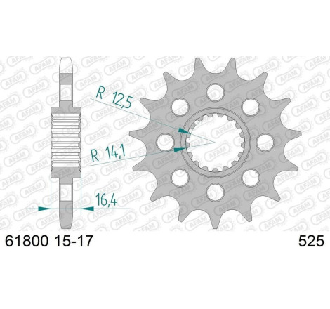 Kit chaîne AFAM 525 XHR4 - 17/42-118 - Couronne acier standard