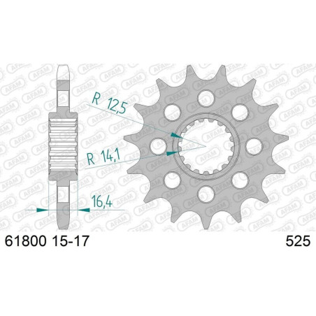 Kit chaîne AFAM 525 XHR4 - 17/42-118 - Couronne acier standard