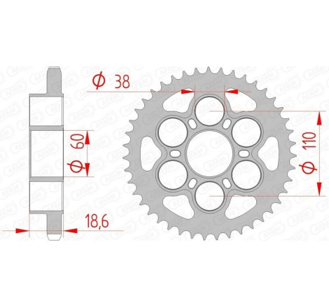 Kit chaîne AFAM 525 XHR4 - 15/43-118 - Couronne acier standard