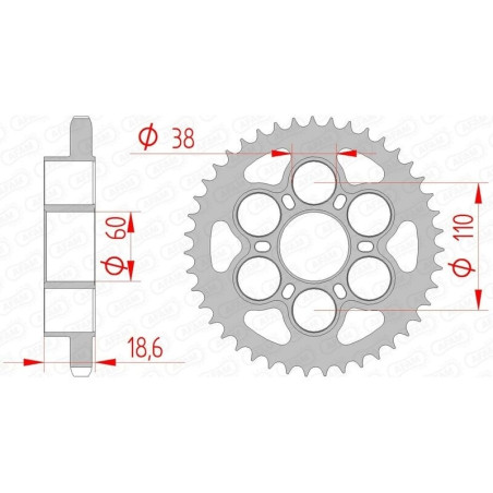 Kit chaîne AFAM 525 XHR4 - 15/43-118 - Couronne acier standard