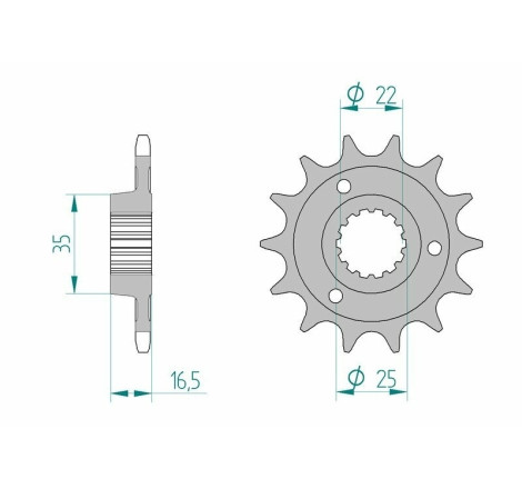 Kit chaîne AFAM 525 XHR4 - 15/43-118 - Couronne acier standard