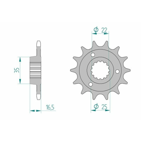 Kit chaîne AFAM 525 XHR4 - 15/43-118 - Couronne acier standard