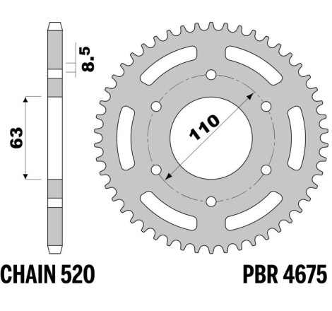 Kit chaîneEK/PBR 520SROZ2 15/45-112 - couronne renforcée