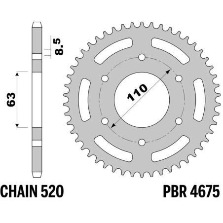 Kit chaîneEK/PBR 520SROZ2 15/45-112 - couronne renforcée