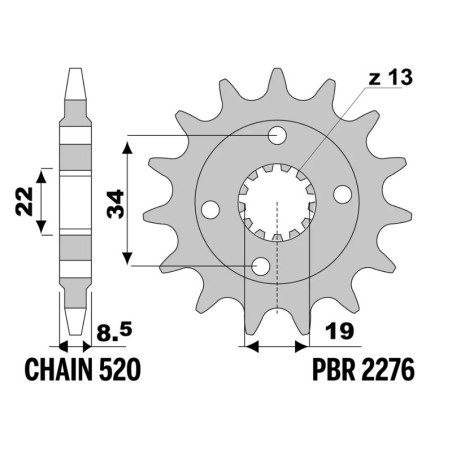 Kit chaîneEK/PBR 520SROZ2 15/45-112 - couronne renforcée