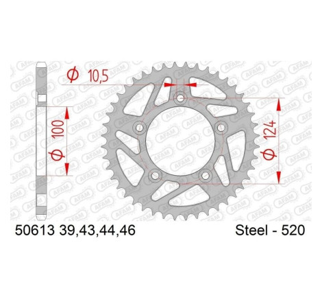 Kit chaîne AFAM 520 XHR4 - 15/44-106 - Couronne acier standard