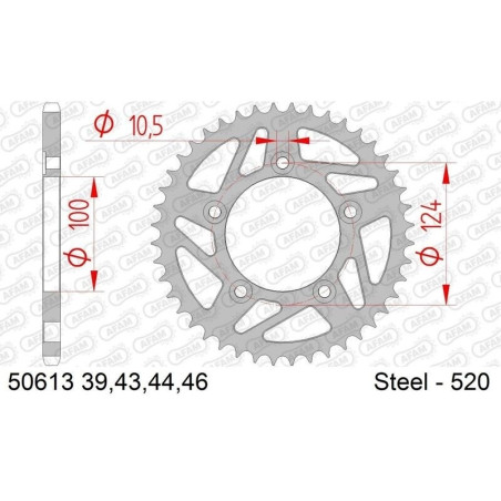 Kit chaîne AFAM 520 XHR4 - 15/44-106 - Couronne acier standard