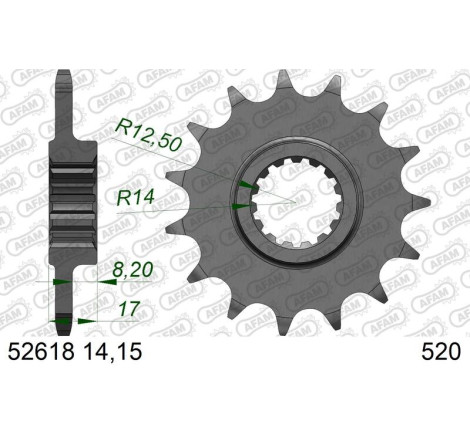 Kit chaîne AFAM 520 XHR4 - 15/44-106 - Couronne acier standard