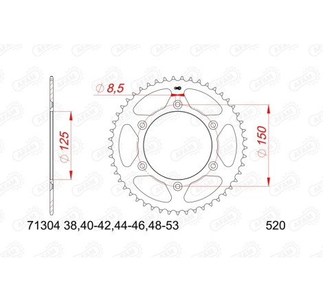 Kit chaîne AFAM 520 XSR4- 16/45-118 - Couronne acier standard
