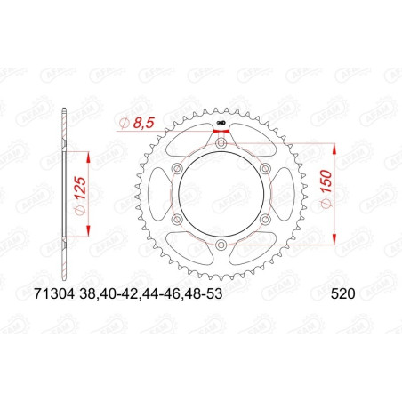 Kit chaîne AFAM 520 XSR4- 16/45-118 - Couronne acier standard