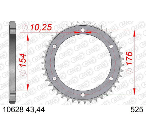 Kit chaîne AFAM 525 XHR4 - 16/43-110 - Couronne acier standard