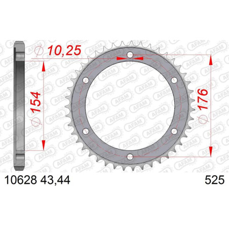 Kit chaîne AFAM 525 XHR4 - 16/43-110 - Couronne acier standard