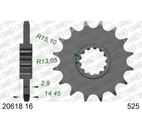 Kit chaîne AFAM 525 XHR4 - 16/43-110 - Couronne acier standard
