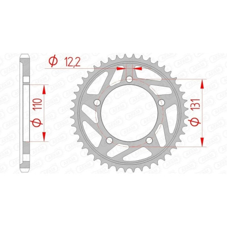 Kit chaîne AFAM 525 XHR4 - 17/45-120 - Couronne acier standard