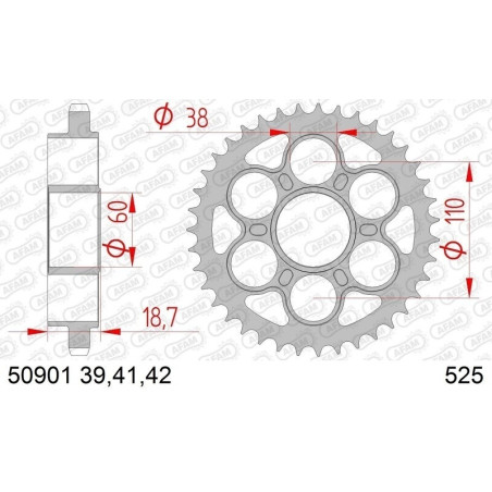Kit chaîne AFAM 525 XHR4 - 16/42-126 - Couronne acier standard
