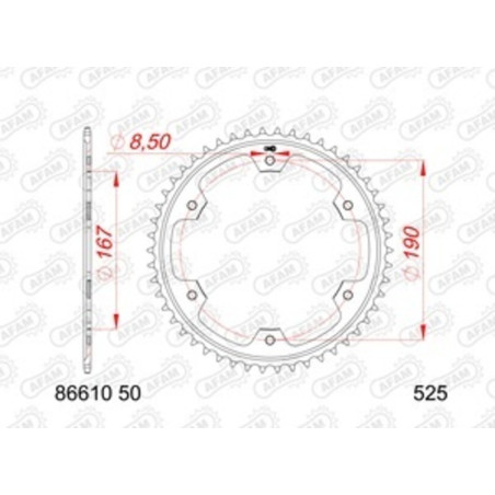 Kit chaîne AFAM 525 XSR4 - 16/50-122 - Couronne acier standard
