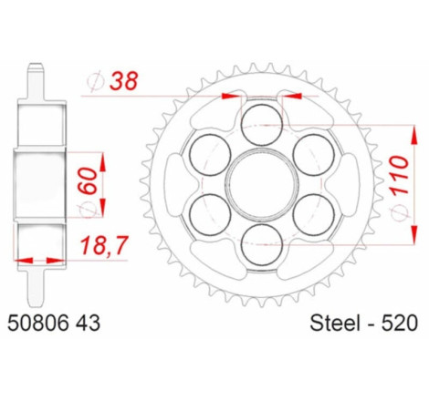 Kit chaîne AFAM 520 XHR4 - 15/43-106 - Couronne acier standard