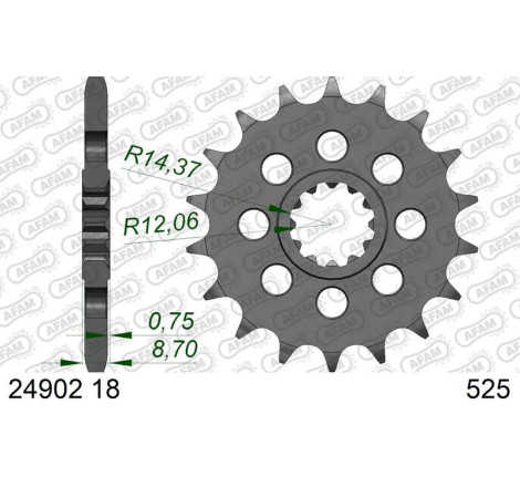 Kit chaîne AFAM 525 XHR4 - 18/44-120 - Couronne acier standard