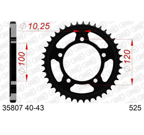 Kit chaîne AFAM 525 XHR4 - 16/41-110 - Couronne acier standard