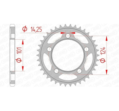 Kit chaîne AFAM 525 XHR4 - 16/38-110 - Couronne acier standard