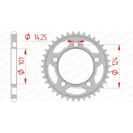 Kit chaîne AFAM 525 XHR4 - 16/38-110 - Couronne acier standard