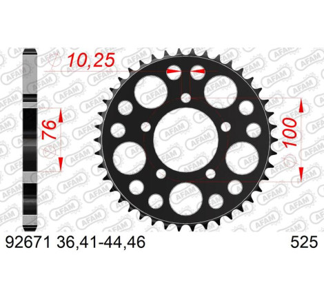 Kit chaîne AFAM 525 XHR4 - 16/36-110 - Couronne acier standard