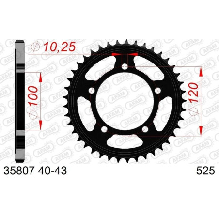 Kit chaîne AFAM 525 XHR4 - 16/42-110 - Couronne acier standard