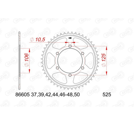 Kit chaîne AFAM 525 XHR4 - 16/44-110 - Couronne acier standard