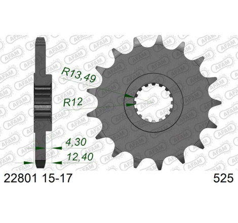 Kit chaîne AFAM 525 XHR4 - 17/45-120 - Couronne acier standard