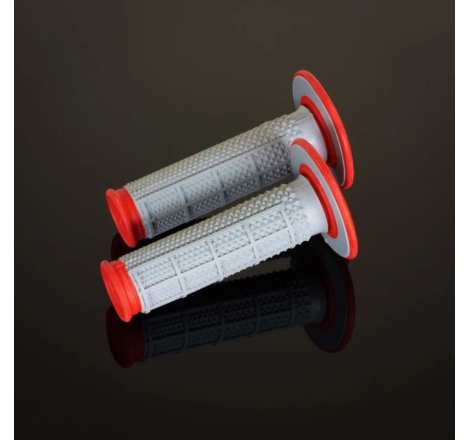 Revêtements RENTHAL Tapered Series MX semi-gauffrés gris/rouge